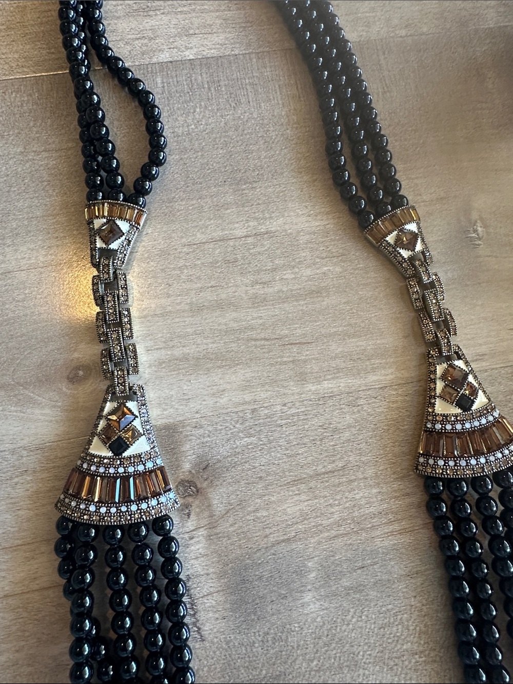 Heidi Daus Black Multi-Strand Beaded Necklace with Gold Accents - Picture 2 of 5